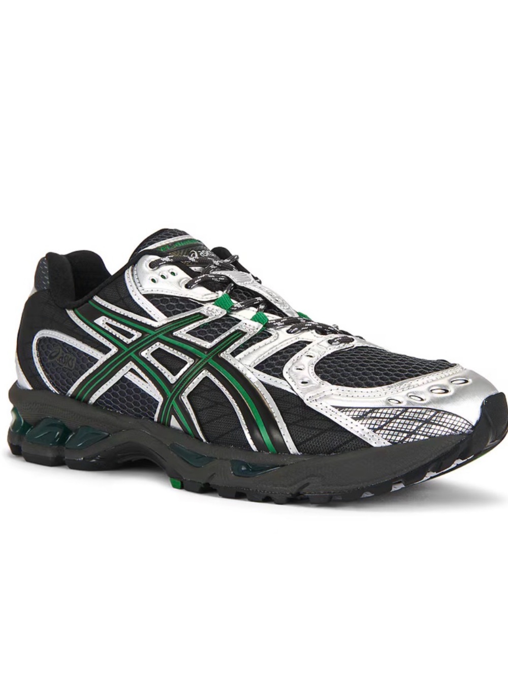 Asics Sneaker in Obsidian, Grey & Green Basil